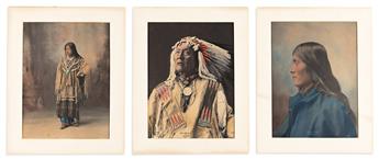 (AMERICAN INDIANS--PHOTOGRAPHY.) Frank A. Rinehart. Group of 3 portraits of Apache and Sioux.                                                    